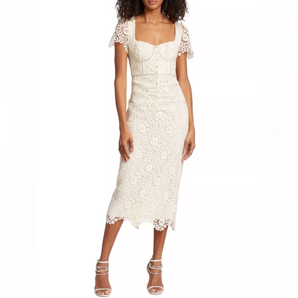 NWT Self-Portrait Lace & Crystal Midi-Dress Size US 6 - Picture 3 of 9